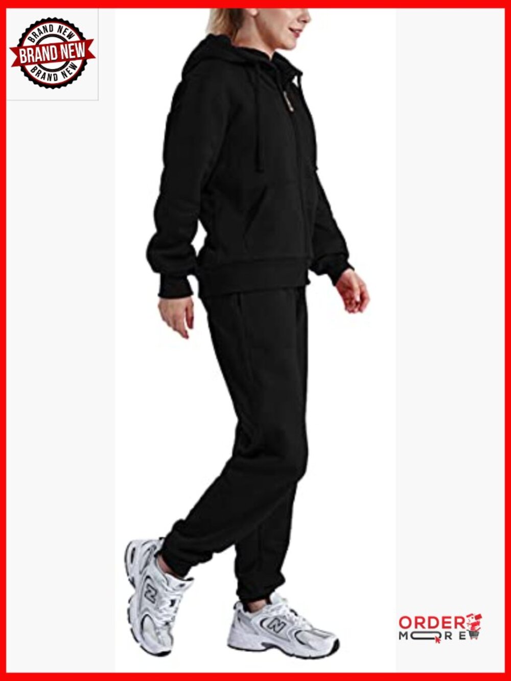 Sherpa Lined Zip Up Hoodie & Jogger Set 2 Piece - Picture 4 of 7